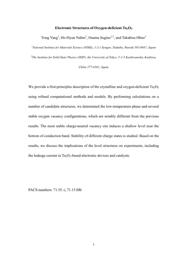 Electronic Structures of Oxygen-Deficient Ta2o5 Yong Yang