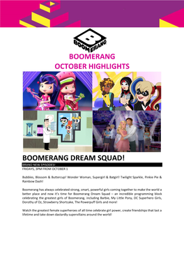 Boomerang October Highlights Boomerang Dream Squad!