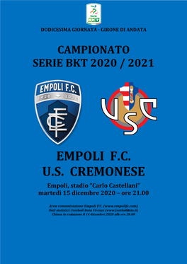 CARTELLA STAMPA Empoli-Cremonese