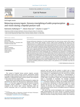 Balancing Sensory Inputs: Sensory Reweighting of Ankle Proprioception