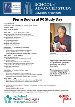 Pierre Boulez at 90 Study Day
