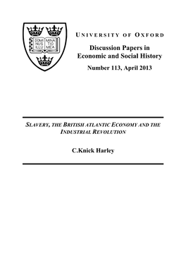 Slavery, the British Atlantic Economy and the Industrial Revolution