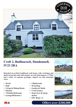 Offers Over £200,000 Croft 2, Badluarach, Dundonnell, IV23