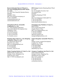 Shanghai Baosteel Wheels Co., BTE Group (Formerly Shandong Better Wheel Ltd
