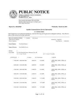 PUBLIC NOTICE FEDERAL COMMUNICATIONS COMMISSION 445 12Th STREET S.W