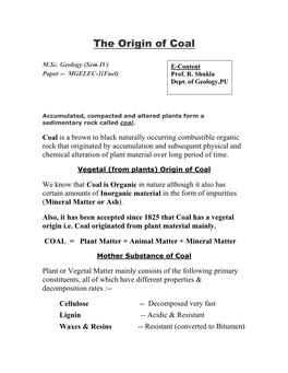 The Origin of Coal