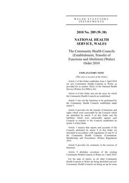 2010 No. 289 (W.38) NATIONAL HEALTH