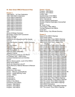 Dr. Stan Green WBCA Research Files