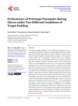 Performance of Prototype Pneumatic Boxing Gloves Under Two Different Conditions of Target Padding