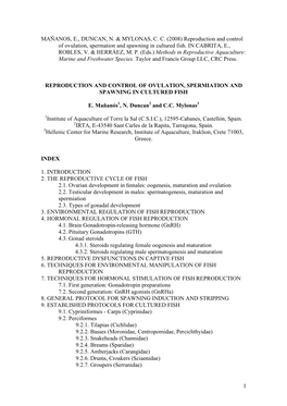 Reproduction and Control of Ovulation, Spermation and Spawning in Cultured Fish