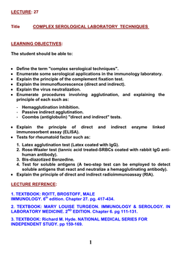 Complex Serological Procedures