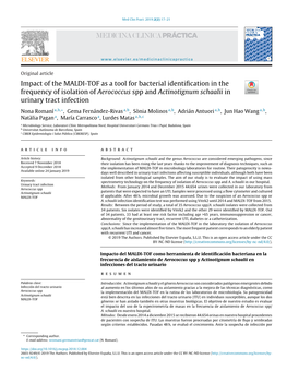 Impact of the MALDI-TOF As a Tool for Bacterial Identiﬁcation in The