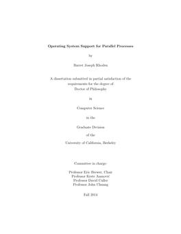 Operating System Support for Parallel Processes by Barret Joseph