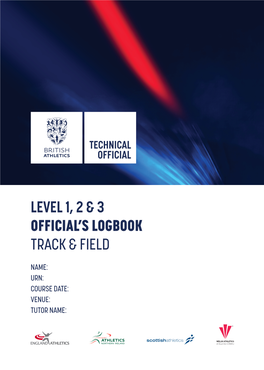 Level 1, 2 & 3 Official's Logbook Track & Field