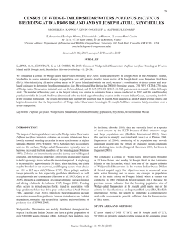 Census of Wedge-Tailed Shearwaters Puffinus Pacificus Breeding at D'arros Island and St Joseph Atoll, Seychelles