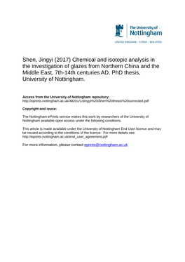 Chemical and Isotopic Analysis in the Investigation of Glazes from Northern China and the Middle East, 7Th-14Th Centuries AD