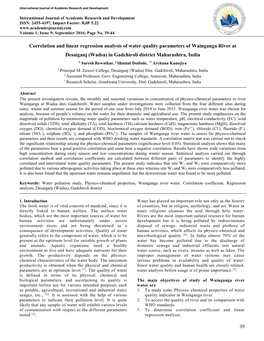 39 Correlation and Linear Regression Analysis of Water Quality Parameters