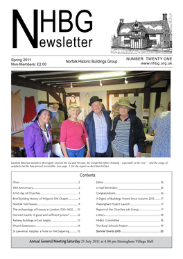 Ewsletter NUMBER TWENTY ONE Spring 2011 Norfolk Historic Buildings Group Non-Members: £2.00