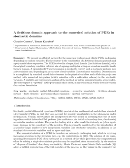 A Fictitious Domain Approach to the Numerical Solution of Pdes In