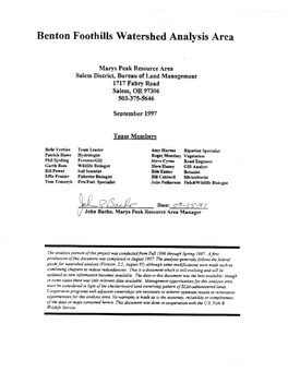 Benton Foothills Watershed Analysis Area