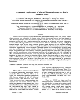 Agronomic Requirements of Ulluco (Ullucus Tuberosus)- a South American Tuber