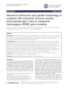 Abnormal Centrosome and Spindle Morphology in a Patient With