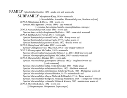 Snake Eels and Worm Eels Subfamilymyrophinae Kaup, 1856