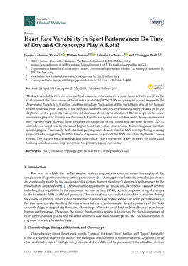 Heart Rate Variability in Sport Performance: Do Time of Day and Chronotype Play a Role?