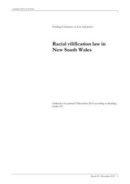 Racial Vilification Law in New South Wales