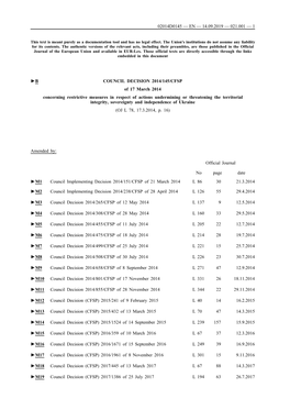 B COUNCIL DECISION 2014/145/CFSP of 17 March 2014