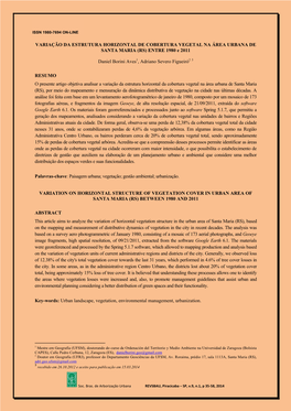 VARIAÇÃO DA ESTRUTURA HORIZONTAL DE COBERTURA VEGETAL NA ÁREA URBANA DE SANTA MARIA (RS) ENTRE 1980 E 2011