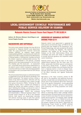 Local Government Councils' Performance and Public