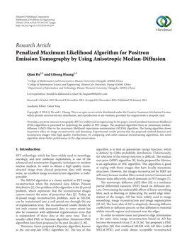 Penalized Maximum Likelihood Algorithm for Positron Emission Tomography by Using Anisotropic Median-Diffusion