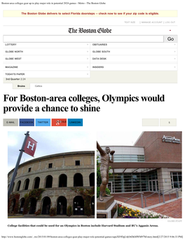 Boston-Area Colleges Gear up to Play Major Role in Potential 2024 Games - Metro - the Boston Globe