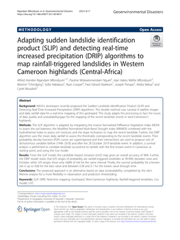 Adapting Sudden Landslide Identification Product (SLIP) And