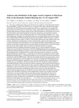 Analyses and Simulations of the Upper Ocean's Response to Hurricane Felix at the Bermuda Testbed Mooring Site