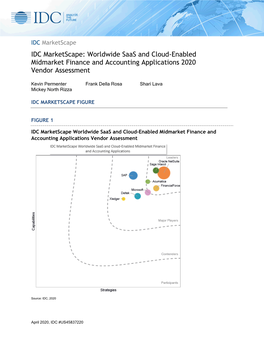 IDC Marketscape: Worldwide Saas and Cloud-Enabled Midmarket Finance and Accounting Applications 2020 Vendor Assessment