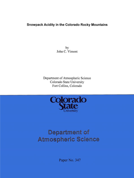 Snowpack Acidity in the Colorado Rocky Mountains