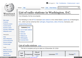 List of Radio Stations in Washington, DC