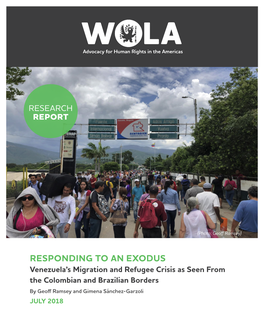 RESPONDING to an EXODUS Venezuela's Migration