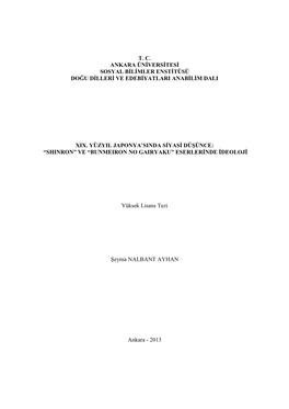 T. C. Ankara Üniversitesi Sosyal Bilimler Enstitüsü Doğu Dilleri Ve Edebiyatlari Anabilim Dali