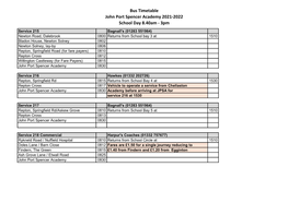 Bus Timetable John Port Spencer Academy 2021-2022 School Day 8.40Am - 3Pm