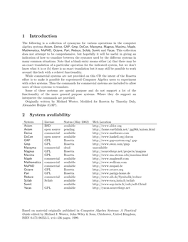 1 Introduction 2 System Availability