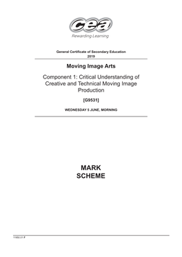 Moving Image Arts Component 1: Critical Understanding of Creative and Technical Moving Image Production