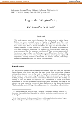 Lagos: the ‘Villagized’ City
