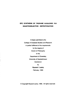 Epc Synthesis of Tropane Alkaloids Via Enantioselective Deprotonation