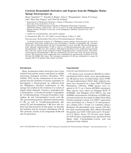 Cytotoxic Bromoindole Derivatives and Terpenes from the Philippine Marine Sponge Smenospongia Sp