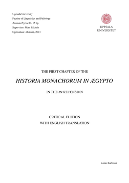 Historia Monachorum in Ægypto