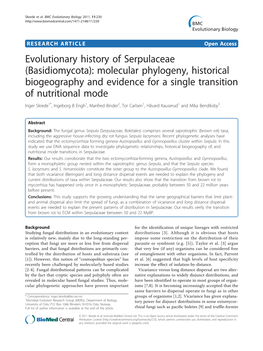 Evolutionary History of Serpulaceae (Basidiomycota)