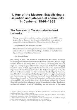 Establishing a Scientific and Intellectual Community in Canberra, 1946–1968